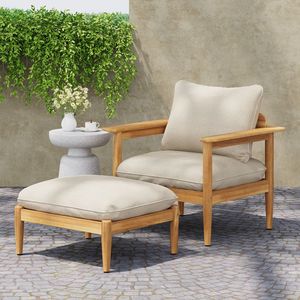 Fauteuil d'extérieur en teck confortable pour jardin, unité de canapé de loisirs - Product Image 1