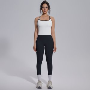 Ensemble de yoga 2 pièces sans bretelles, col carré, taille haute, longueur intégrale, sans couture, respirant, léger, imprimé, vêtements de sport - Product Image 5