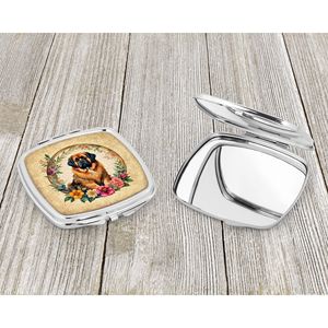 Tibétain Mastiff Fleurs Compact Pliant De Poche Miroir De Maquillage Portable Poche Voyage Miroir Décoratif Cadeau pour Femmes Filles - Product Image 3