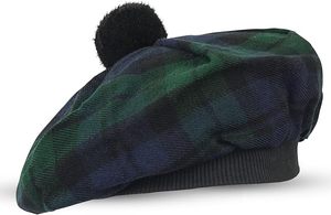 Black Watch Tartan Tammy <b>Hat</b> Traditional Scottish Highland Cap Unisex Adult Casual Four Seasons All-Occasion - Product Image 2