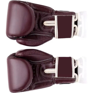 Gants de boxe en cuir PU bordeaux avec sangle de poignet réglable en velcro, gants d'entraînement d'arts martiaux pour adultes - Product Image 4