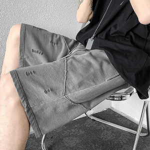 Pantalones Cortos de Lona con Lavado Ácido Ecológicos para Hombre, Estilo Urbano Vintage, Tela Suave, Ajuste Cómodo, Atuendo Casual de Verano, a la Moda - Product Image 6