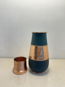Luxury Engraved Pure Copper Water Pot Matte Coated Ayurvedic Health Drinkware Hand-Embossed Floral Pattern Copper Pot with Lid - Product Image 2