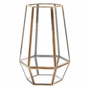 Lanternes de sol et de table géométriques en verre transparent et acier inoxydable, faites à la main, pour décoration intérieure portable, DLS-005 - Product Image 3