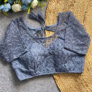 Party Wear Schiffli Embroidery Work With Sequence And Thread Work Readymade Blouse - Product Image 6