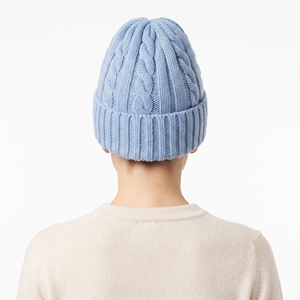 Bonnet d'hiver personnalisé unisexe en tricot épais bleu, en laine et acrylique, chaud et doux, idéal pour le ski et les activités de plein air - Product Image 6