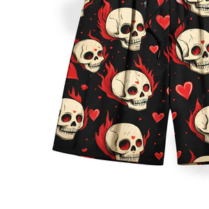 2026 Skull Pattern Shorts Black <b>Red</b> Hearts Flame Print Elastic Waist Quick Dry Casual Short Shorts all over pattern shorts custo - Product Image 3