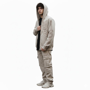 Sudadera con capucha y cremallera bordada con diseño de esqueleto personalizado, calidad premium, tejido de felpa 100% algodón, estilo oversized, moderna, unisex, para streetwear. - Product Image 6