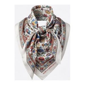 NORTH APPROACH Women's <b>Square</b> <b>Silk</b> <b>Scarf</b> Floral Print Elegant Multi-Functional Fashion Accessory All Seasons - Product Image 1