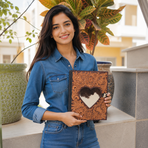 New Real Hand Tooled Carving Leather Business Planner Portfolio High Quality File <b>Folder</b> Document <b>Folder</b> Binder With <b>Card</b> Holder - Product Image 3