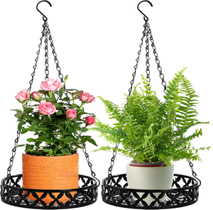 Ornamental <b>Hanging</b> Flower Pot <b>Basket</b> with Decorative Metal Rim and Chain Suspension for Balcony Patio <b>Indoor</b> Outdoor Garden - Product Image 1
