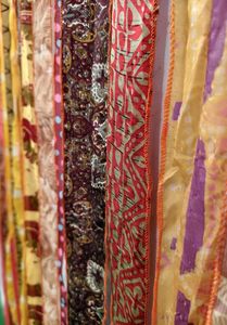 ETHINUMATIC Recycled Silk Sari Ribbon Door <b>Curtain</b> Bohemian Room Divider Rod Pocket Handmade 80x48 Inch Hotel Hospital - Product Image 5