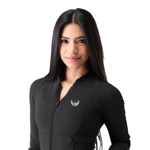 Women's Black Full Zip Sports <b>Jacket</b> Long Sleeve Breathable Stretch <b>Workout</b> Gym Running Training Fitness Activewear <b>Jacket</b> - Product Image 2
