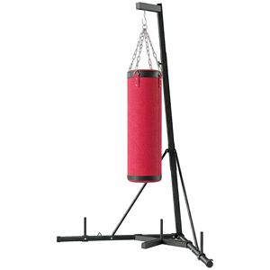Supporto da boxe autoportante regolabile in altezza con sacco da boxe in tela per adulti, rosso - Product Image 1