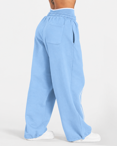 <b>Women's</b> Contrastline Full Zip Tracksuit Two Piece Casual Outfit Relaxed <b>Jacket</b> And Wide Leg Pants Matching Apparel Set Style - Product Image 6