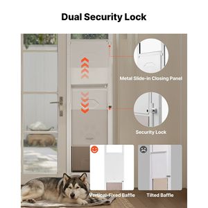 Porta per Cani Regolabile in Altezza per Vetro Scorrevole 91-96, Telaio in Lega di Alluminio, Cerniere Rotanti in Metallo, Design con Chiusura di Sicurezza 1 - Product Image 5
