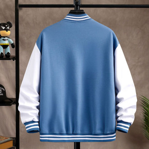 เสื้อแจ็คเก็ตวาร์ซิตี้สีดำแบบยูนิเซ็กซ์ แต่งแถบสีขาวและพิมพ์หมายเลข ปิดด้วยกระดุมด้านหน้า สวมใส่สบายๆ ในฤดูใบไม้ร่วง - Product Image 6