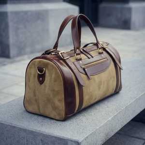Wholesale Custom Logo Genuine Leather Canvas Travel <b>Bag</b> Large Capacity Heavy Duty <b>Waterproof</b> <b>Duffel</b> Luggage LCTB-0024 - Product Image 6