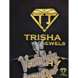 Personalized Butterfly <b>Name</b> <b>Plate</b> Pendant Vonta Baby VVS Lab Grown Diamond 925 Sterling Silver Luxury Jewelry By Trisha Jewels - Product Image 1