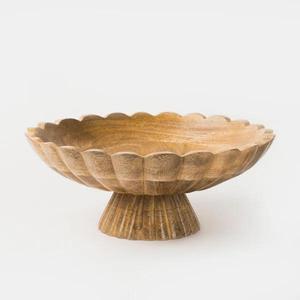 Corbeille à fruits surélevée en bois architectural, avec pied ondulé sculptural, en bois dur naturel, centre de table - Product Image 1