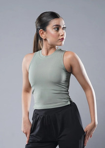 Custom Womens Ribbed Sleeveless Fitness CAMIS Quick Dry Yoga <b>Crop</b> <b>Top</b> Gym Workout Activewear Floral Pattern Sweet Style - Product Image 6