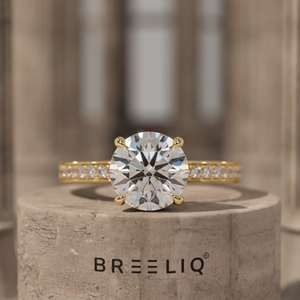 2 Carat Round Diamond Halo Engagement Ring Pave Band 14K Gold <b>Bridal</b> Ring Lab Grown Diamond Custom OEM Jewelry Supplier - Product Image 1