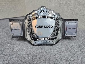 Ceinture de championnat en argent personnalisée avec logo, trophée de vainqueur avec design bouclier ailé, sangle en cuir originale - Product Image 2