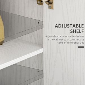 Moderno Armadio Bianco Autoportante a 2 Ante per Cucina con Ripiani Regolabili, per Soggiorno, Sala da Pranzo, Camera da Letto, Stile Legno MDF - Product Image 5