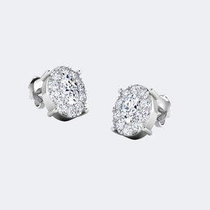 Pendientes ovalados con forma de halo y circonitas, estilo diamante, joyería elegante, accesorio de moda, uso diario, regalo para mujer - Product Image 6