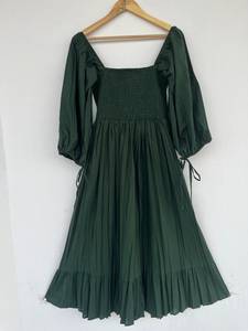 Vestido maxi de algodón puro para mujer y niña, estampado de bloque indio, informal, fiesta de noche de verano, moda, nueva venta al por mayor, botón largo Natural - Product Image 2