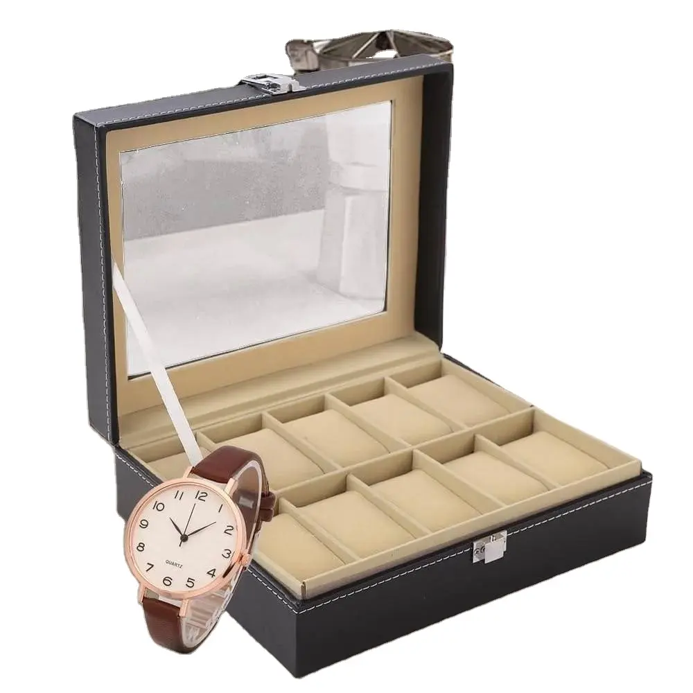 Caixa de madeira feita a mão para relógio, organizador com logotipo personalizado, caixa de exibição de relógio