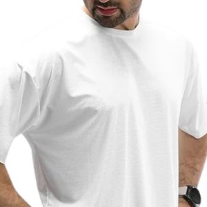 Men's <b>White</b> Crew Neck Short Sleeve T Shirt Loose Fit Casual Sports <b>Top</b> Lightweight Everyday Summer Shirt Comfortable Basic - Product Image 2