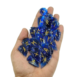 High quality blue Obsidian arrowhead rune set <b>Crystal</b> Rune Wicca Energy natural stone for Divination and Intuition Protection - Product Image 2