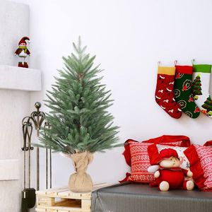 Albero di Natale Artificiale da Tavolo in PVC 60cm, 100 Rami, Piccolo Albero Natalizio per Camera da Letto, Scrivania, Portico con Base in Tessuto - Product Image 5