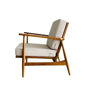Chaise de jardin en teck avec sièges en mousse épaisse et douce et tissu doux, design moderne, durable - Product Image 5