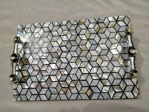 High-End Handmade MOP Serving Tray <b>Set</b> Dishwasher <b>Microwave</b> Safe Polished Finish HA HANDICRAFT Brand Floral Pattern Household - Product Image 4