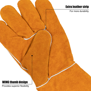 Gants de soudage TIG personnalisés en cuir de vachette, anti-coupure, résistants au feu, avec pouce droit, haute qualité, gants de travail de protection - Product Image 3