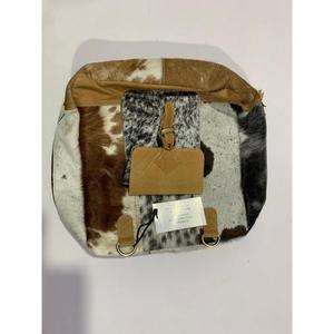 Pochette vintage en cuir véritable pour filles, motif rayures bonbon, fermeture éclair, légère, imperméable, grande capacité, bandoulière, fabriquée en Uttar - Product Image 2