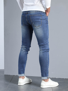 Best Quality Men's Breathable Knitted Denim Casual Straight Pants with Elastic Waist Wholesale Price - Product Image 5