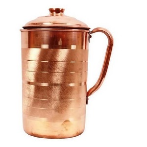 Carafe en cuivre massif neuve, faite à la main, design martelé, style classique, avec couvercle écologique, vente en gros directe, en métal - Product Image 1