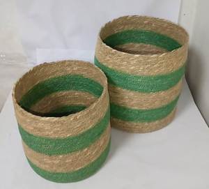 Soldes Exceptionnelles : Panier Rond en Jonc de Mer Naturel Tressé avec Couvercle, Fait Main, Organisateur de Rangement pour Linge, Jouets et Accessoires Domestiques - Product Image 2