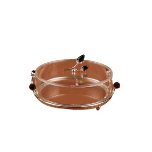 Bol de service rond en métal de haute qualité avec couvercle Design moderne de table pour la décoration intérieure pour la date de dessert aux fruits - Product Image 4