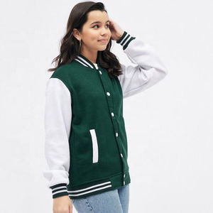 Chaqueta Universitaria Personalizada para Mujer, Chaqueta de Béisbol con Cuerpo de Lana y Mangas de Cuero, Chaqueta Universitaria con Letras, Ropa Urbana con Logotipo OEM - Product Image 2