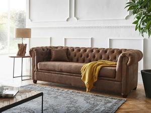 Luxury Duraster Chesterfield Transitional Vintage Brown Leather <b>Sofa</b> Three Seater L-Shape <b>Wood</b> <b>Frame</b> Eco Friendly Living Room - Product Image 2