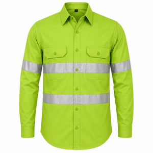 Custom Logo Mens Construction Wear High Visibility Tape Dual Chest Pockets Button Down <b>Shirt</b> Safety Wear <b>Shirt</b> <b>Welding</b> <b>Shirt</b> - Product Image 1