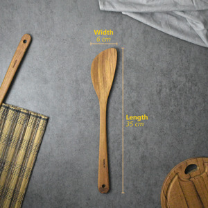 OEM Durable Natural Teak Wood Food Grade No Varnish Cooking Spatula - Product Image 2