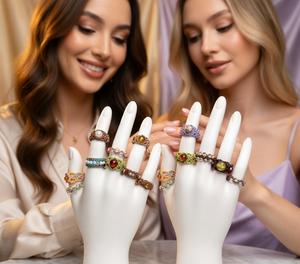 Anillos de Macramé con Piedras Preciosas Coloridas al por Mayor |   Anillos de Dedo Tejidos a Mano con Certificación IGI, Estilo Náutico |   Mangalmay Corporation - Product Image 2