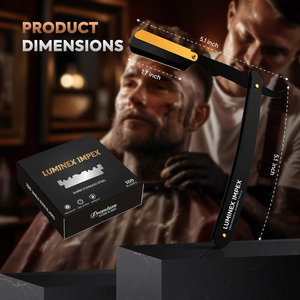 Navaja de Afeitar Recta Vintage Luminex Impex con Mango de Concha de Abulón y Acero al Carbono, Lista para Usar en Barberías y Salones - Product Image 2