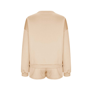 High Quality Women's Sweatshirt Set Plain Fleece Crewneck Pullover and High Waist Shorts Set Custom Size Tracksuit Women - Product Image 6