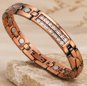 Pulsera Magnética de Cobre Puro con Cristales Incrustados, Estilo Vintage, Personalizable, Regalo Promocional Novedoso - Product Image 5